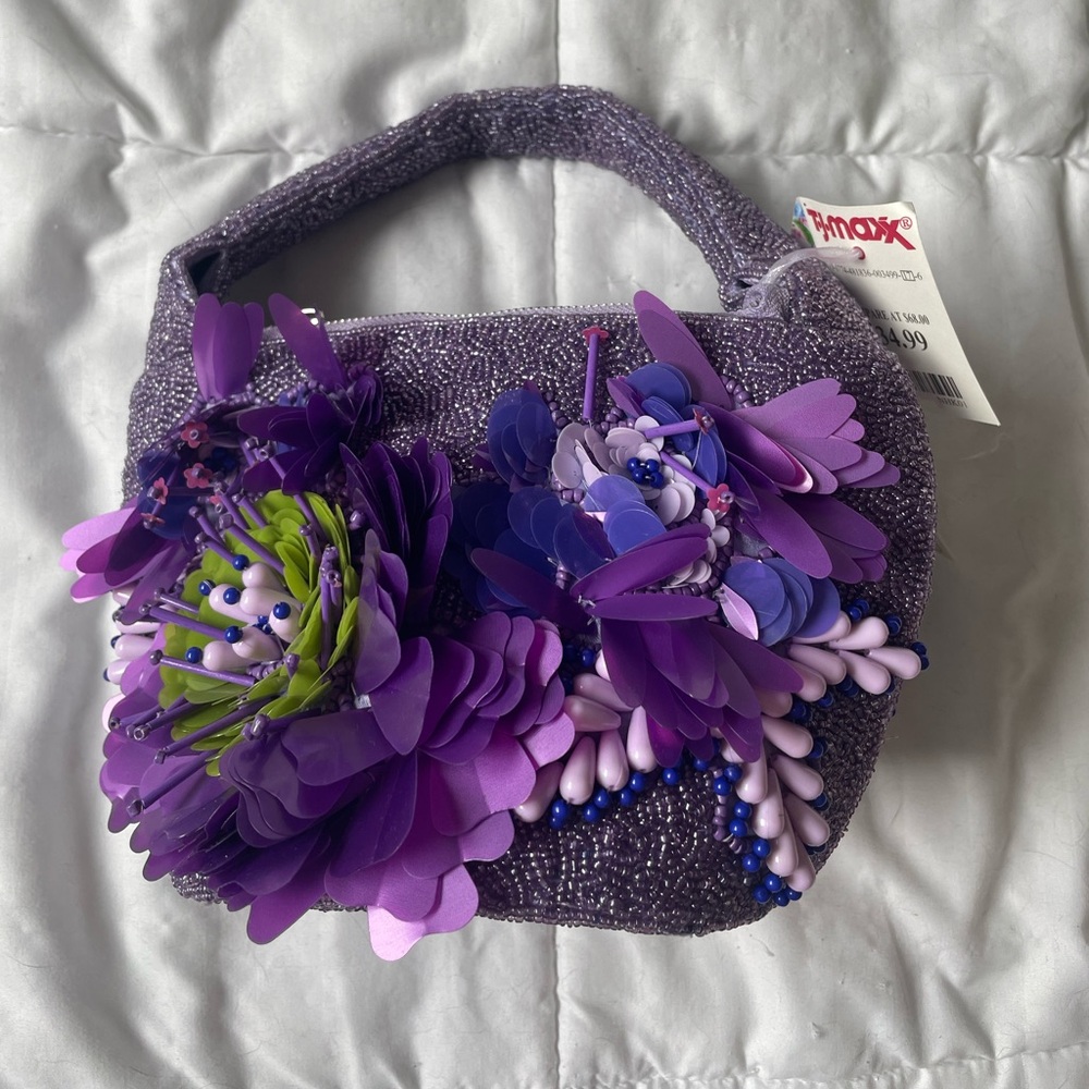 NWT Viral TikTok Purple Beaded Flora Bag - Marshalls + TJ Maxx